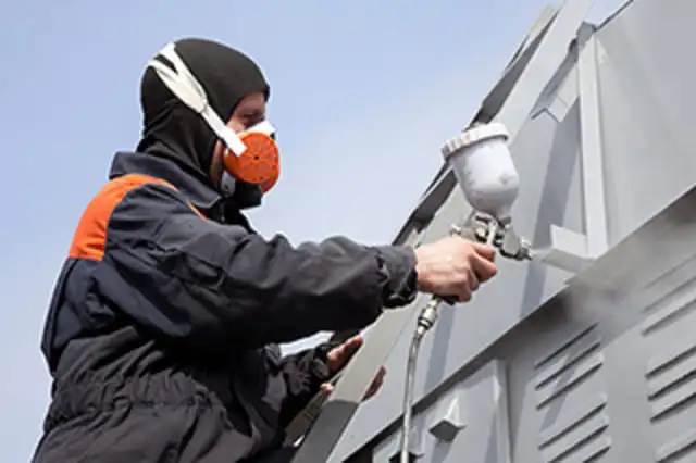 Professional painter working on the wall